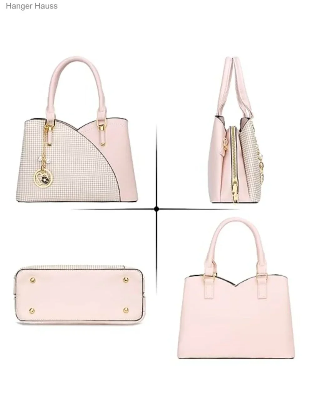Triple Compartments Satchel Purse Women Faux Leather Top Handle Shoulder Bag
